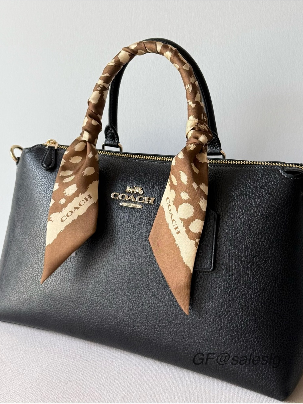 NWT Coach Wild Spots Print Silk Skinny Scarf Twilly Bag Handle Wrap CEH57